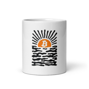 Taza Bitcoin sunset